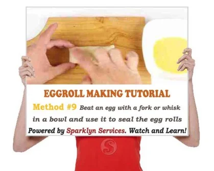 Beat an egg with a fork or whisk in a bowl and use it to seal the egg rolls