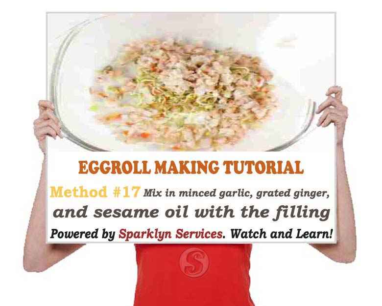 Mix in minced garlic, grated ginger, and sesame oil with the filling