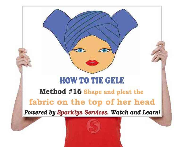 Shape and pleat the fabric on the top of her head