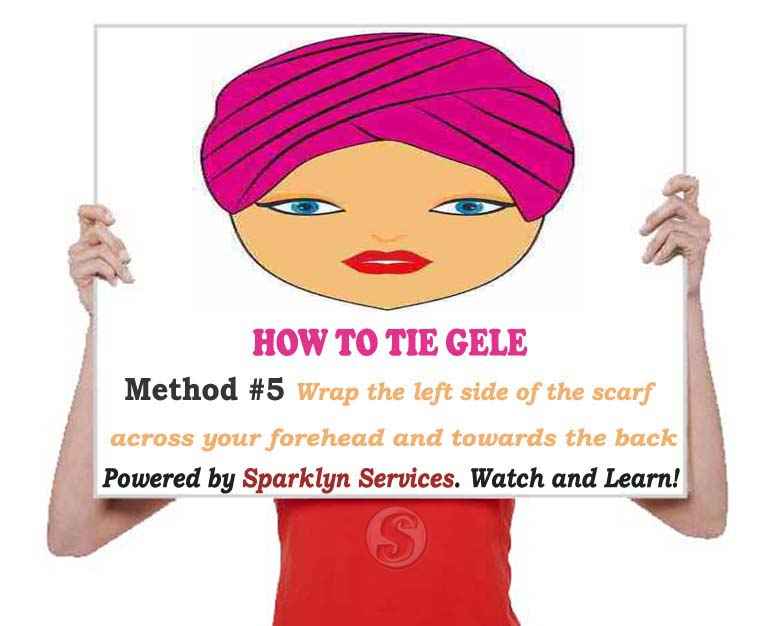 Wrap the left side of the scarf across your forehead and towards the back