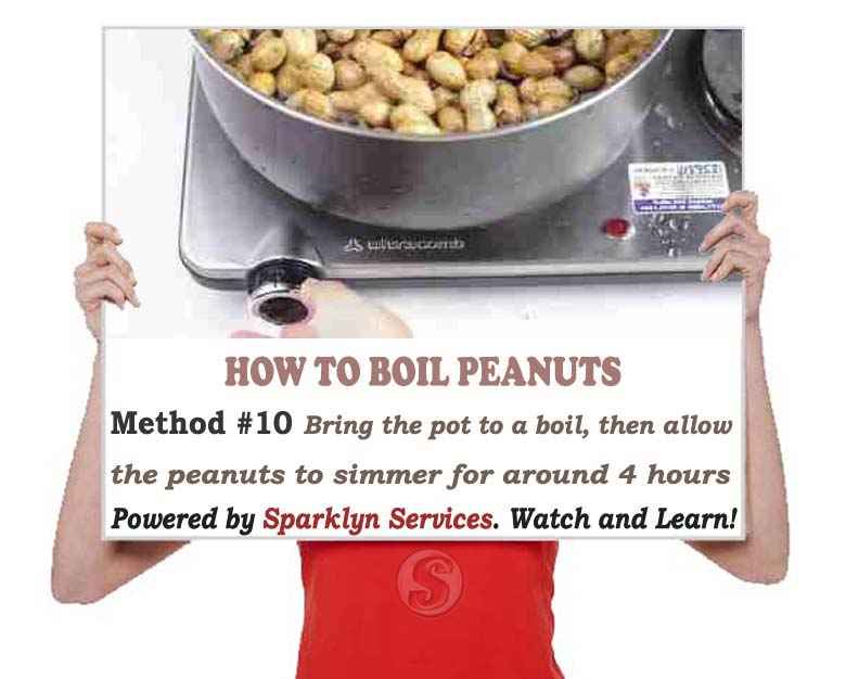 Bring the pot to a boil, then allow the peanuts to simmer for around 4 hours