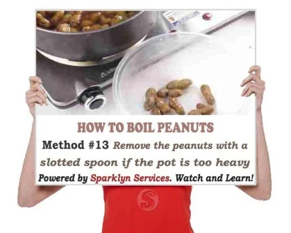  Remove the peanuts with a slotted spoon if the pot is too heavy