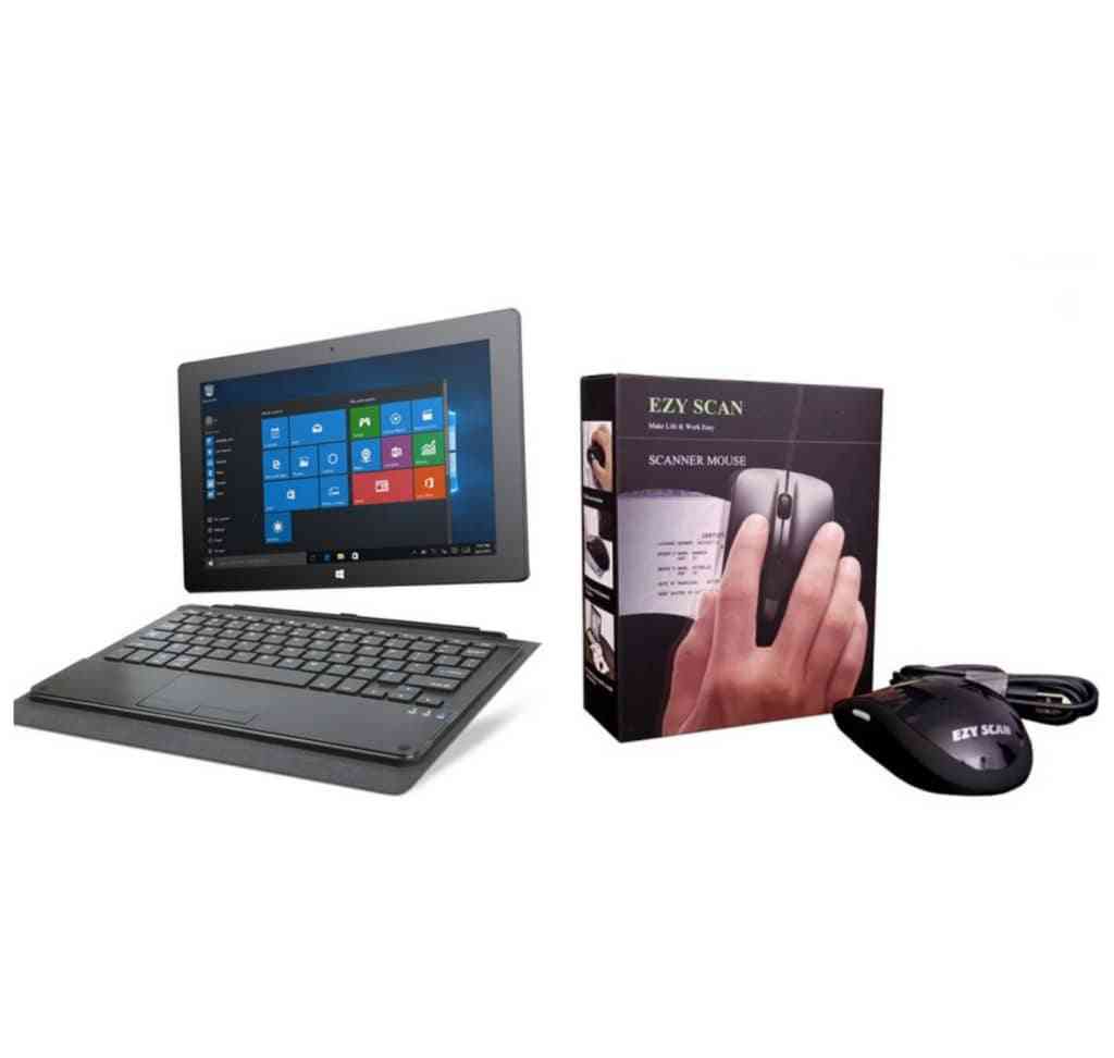 Windows 10 tablet pc with detachable keyboard and scanner mouse 