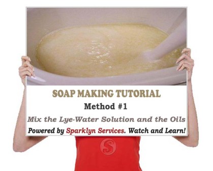 Mix the LyeWater Solution and the Oils for the Liquid Soap